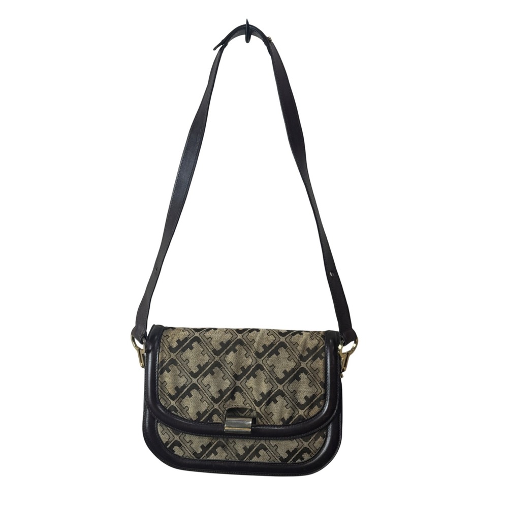 Vintage Salvatore Ferragamo Monogram Canvas Crossbody Bag with Gancini Hardware